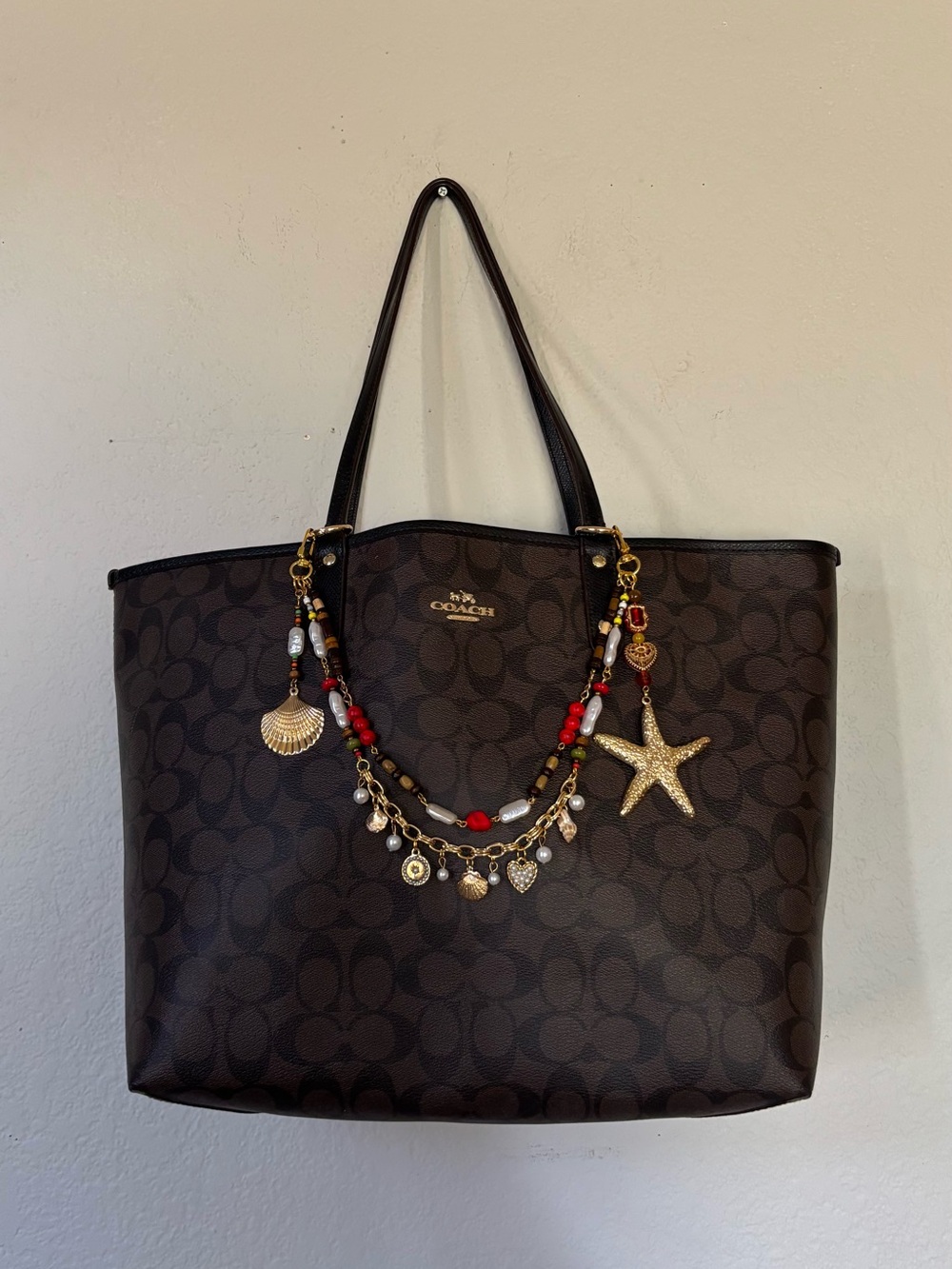 Handmade Coastal Starfish Bag Charm Chain | Beaded Purse Accessory